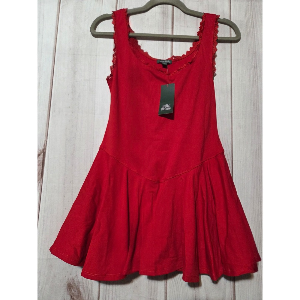 Wild Fable Red Lace Trim Active Mini Dress with Built-in Shorts XS New‎